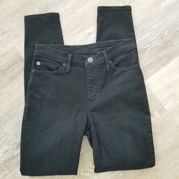 Hudson Women's Black Mid Rise Natalie Skinny Straight Leg Designer Jean's Pants - Picture 2 of 14